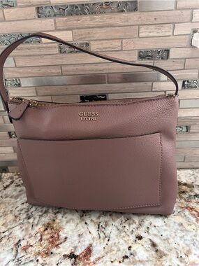GUESS Mauve Shoulder Bag with Front Slip Pocket